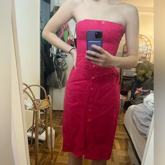 Reformation hot pink/fuchsia midi tube dress - Picture 1 of 4